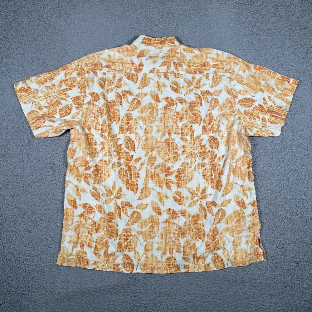 Tommy Bahama Shirt Mens XL Orange Floral Hawaiian 100% Silk Casual‎ Preppy Loose - Picture 11 of 11